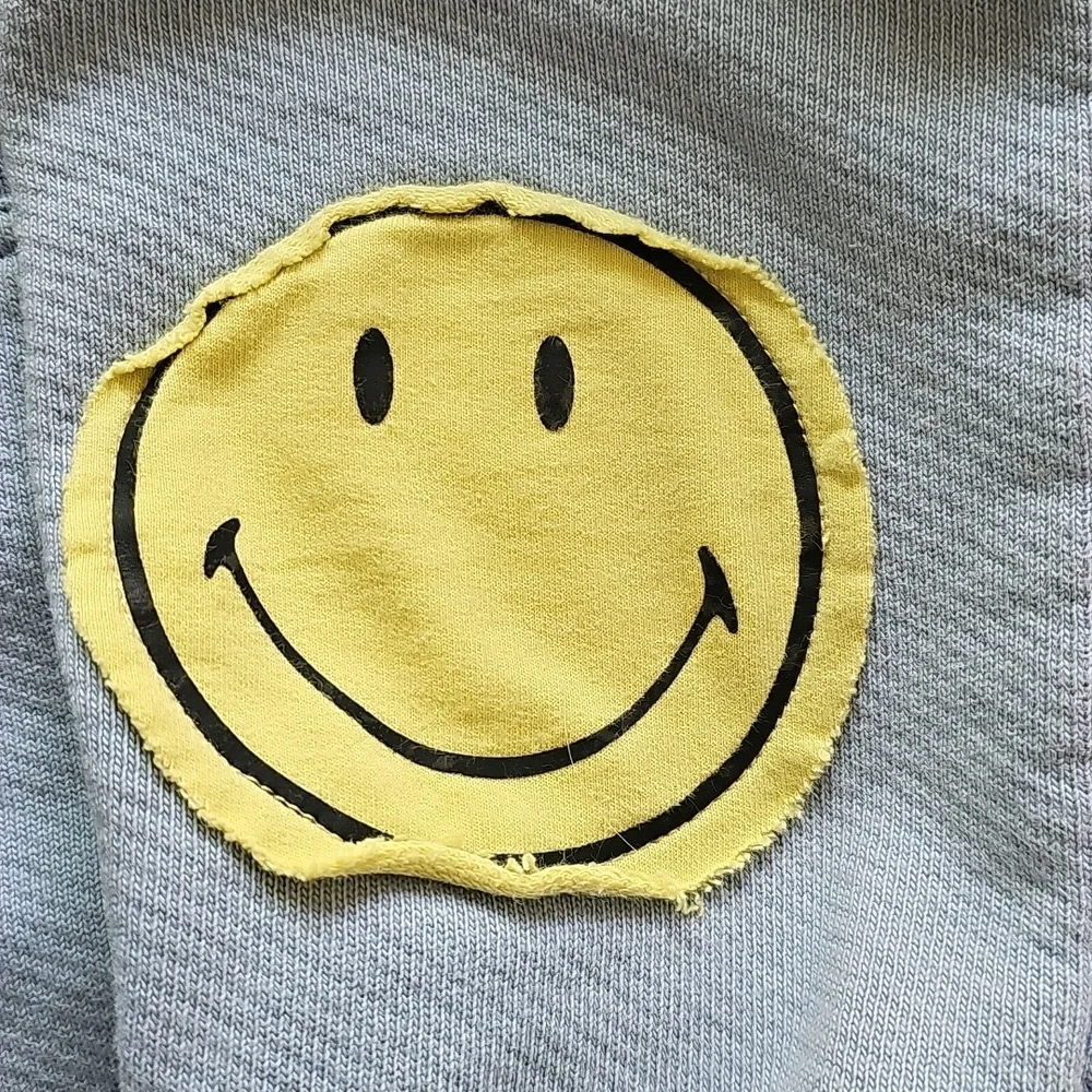 Smiley Light Blue Hoodie with Patches